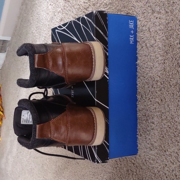 Boots dress casual, Max + Jake, Brayden, black with tan, size 7 - Picture 3 of 14